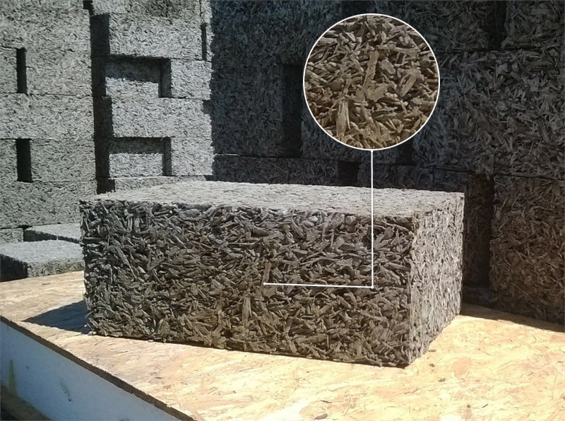 Structure en bloc d'arbolite